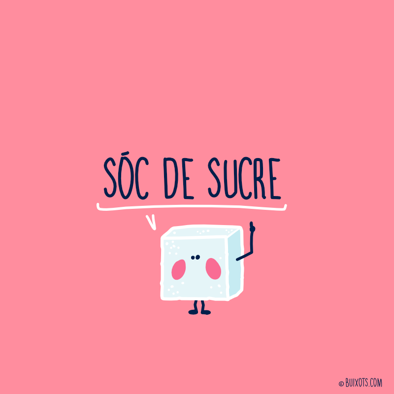 Sóc de sucre frase feta en català il·lustrat