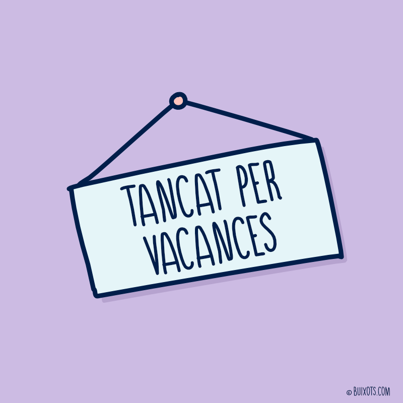 Tancat per vacances expressió en català il·lustrat